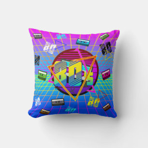 80's RETRO OLD SCHOOL CASSETTE TAPE    Throw Pillow