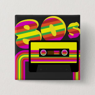 80s Retro Party 2 Inch Square Button