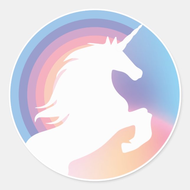 80's Retro Pastel Unicorn and Rainbow Redux 2022 Classic Round Sticker (Front)