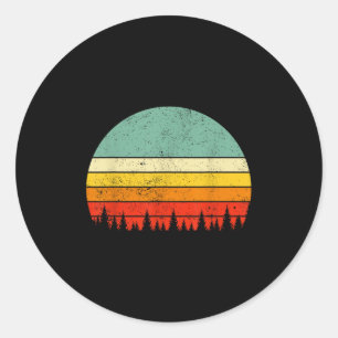80s Retro Pine Trees Wildlife Nature Vintage Fores Classic Round Sticker