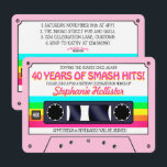 80's Retro Pink Neon Label Cassette Birthday Party Invitation<br><div class="desc">Whimsical 80's retro cassette tape design for this fun birthday party invitation</div>