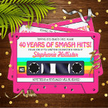 80's Retro Pink Neon Label Cassette Birthday Party Invitation<br><div class="desc">Whimsical 80's retro cassette tape design for this fun birthday party invitation</div>