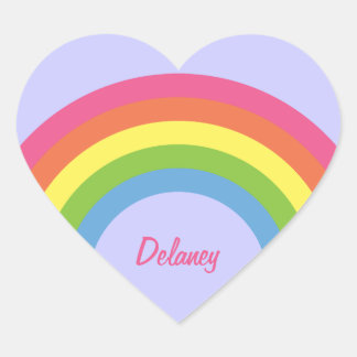 80's Retro Rainbow Heart Name Stickers