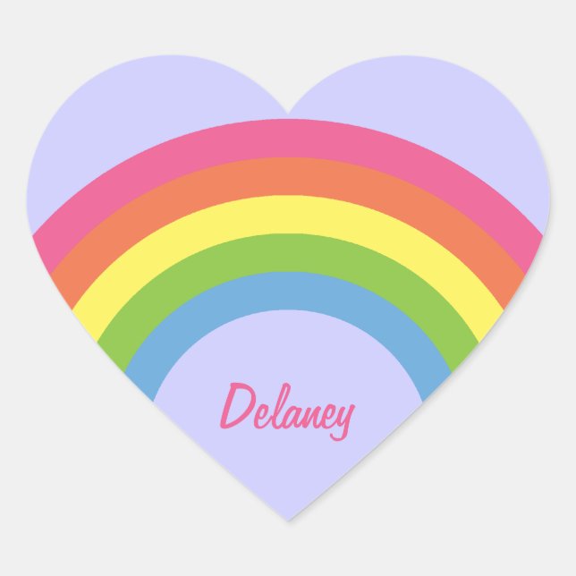 80's Retro Rainbow Heart Name Stickers (Front)