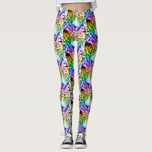 80s Retro Rainbow Leopard Leggings