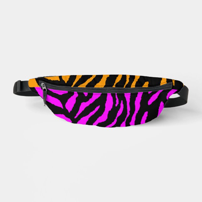 80s RETRO ROSE ORANGE TIGER STRIPES FANNY PACK (Recto)