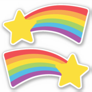 80's Retro Shooting Star with Rainbow Stickers