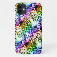 80s Retro Style Rainbow Leopard