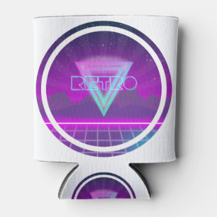 80s Retro Synthwave Grid Can Cooler