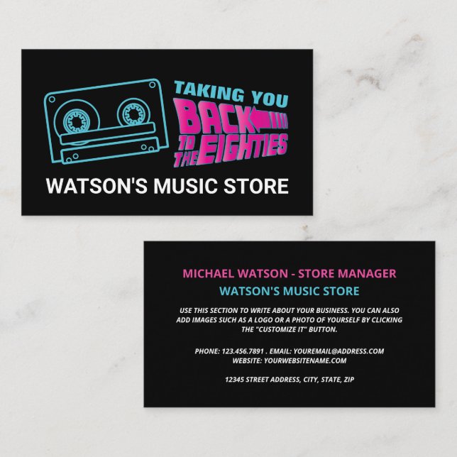 80's Retro Tape, Music Store Business Card (Front/Back)