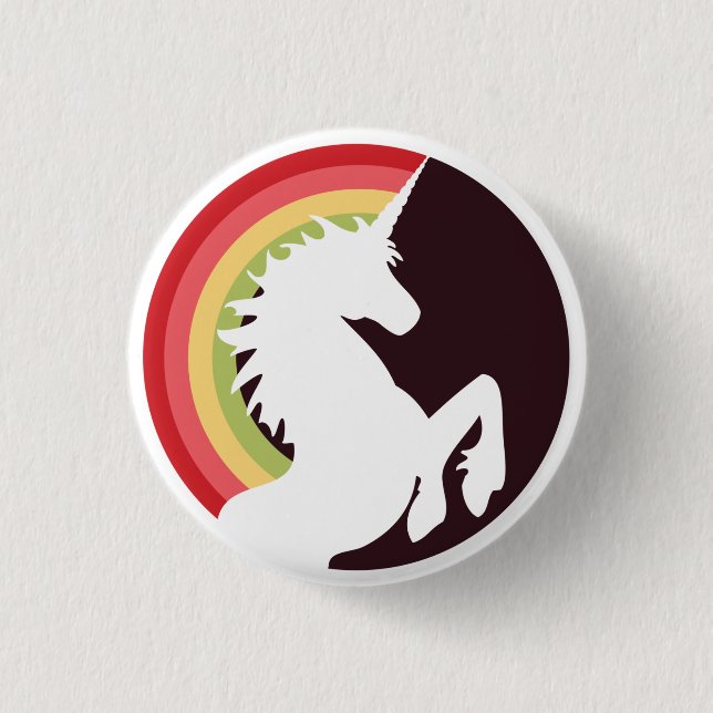 80's Retro Unicorn and Rainbow Button (Front)