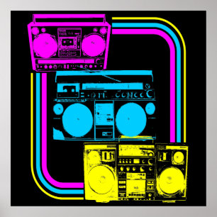 80s RETRO VINTAGE BOOMBOX RADIO POSTER