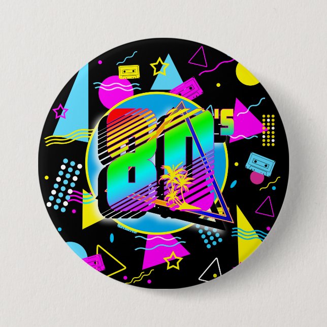 80'S RETRO VINTAGE OLD SCHOOL STYLE 3 INCH ROUND BUTTON (Front)
