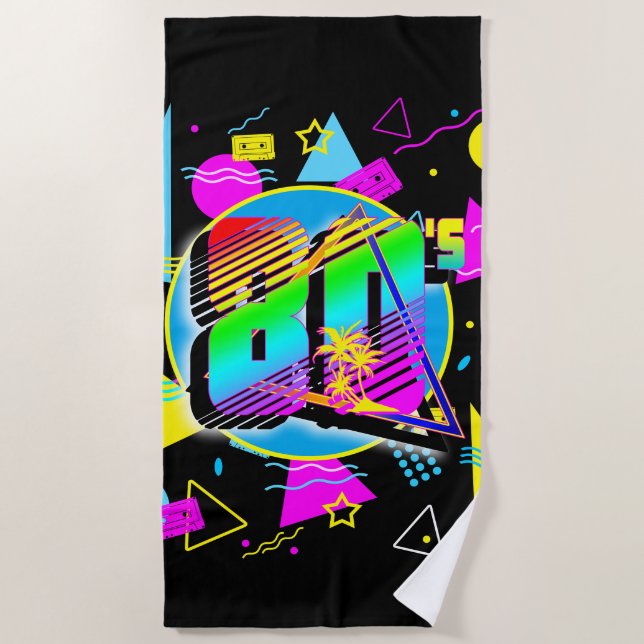 80'S RETRO VINTAGE OLD SCHOOL STYLE BEACH TOWEL (Front)
