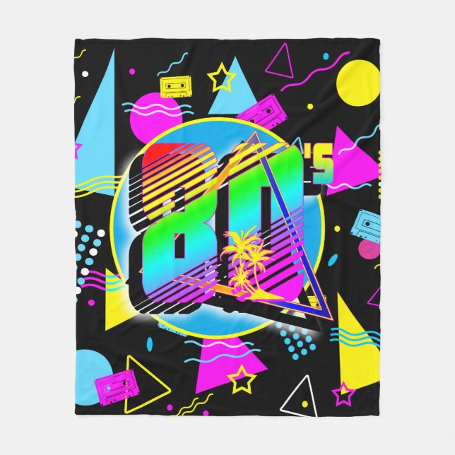 80'S RETRO VINTAGE OLD SCHOOL STYLE FLEECE BLANKET (Front)