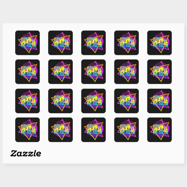 80's Retro Vintage Sunset  Square Sticker (Sheet)