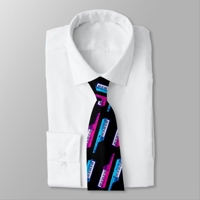 80s RETROWAVE SYNTHWAVE KEYTAR SYNTHESIZER Tie (Tied)
