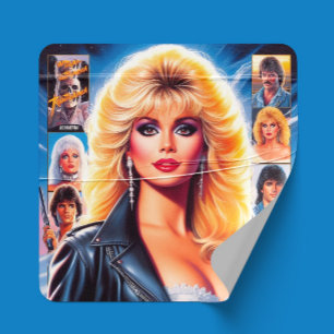 80s Retrowave Woman Square Sticker