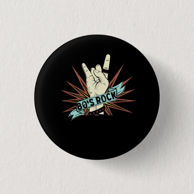 80s Rock Band 80's rock and roll Music Lover Rockb 1 Inch Round Button (Front)