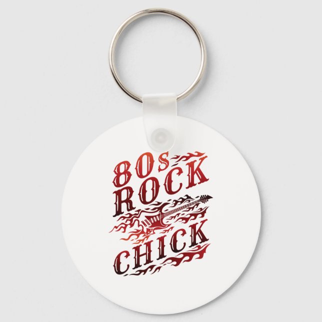 80s Rock Chick Eighties Music Keychain (Front)