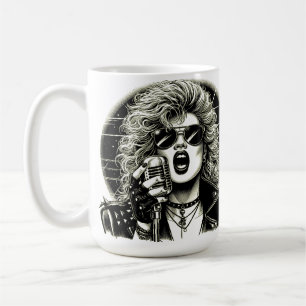 80s Rocker chick female singer ink illustration Coffee Mug