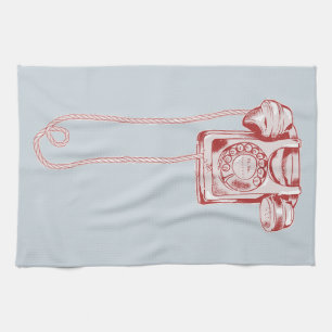80s rotary dial telephone kitchen towel