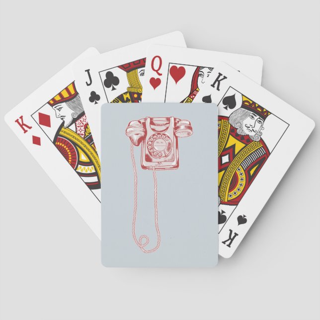 80s rotary dial telephone playing cards (Back)