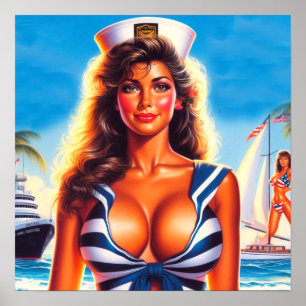 80s Sailor Pin-up Poster