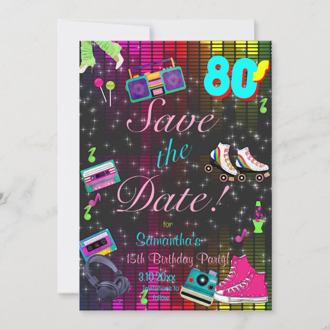80's Save the Date, Back to the 80's, Any Age,  Date (Front)