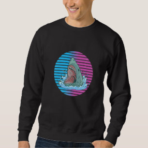 80s Shark Angry Scary Sunset Retro Vintage Shark Sweatshirt