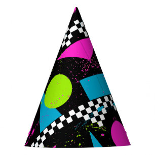 80s Splatterpaint Throw Pillow Party Hat