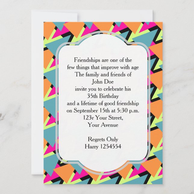 80's Style Birthday Party Geometric Pattern Invitation (Front)