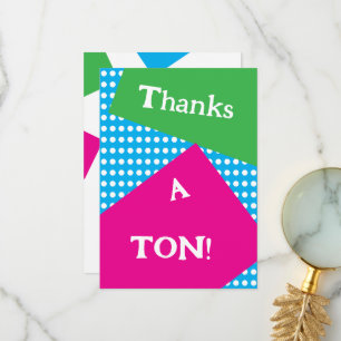 80s style bold shapes and colours thank you card