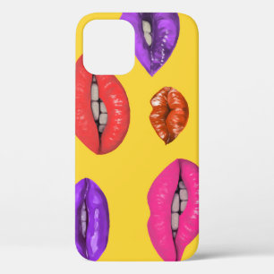 80's style: colourful lips pattern. iPhone 12 case