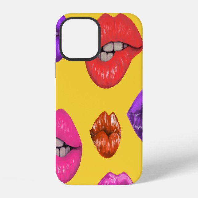 80's style: colourful lips pattern. iPhone case (Back)
