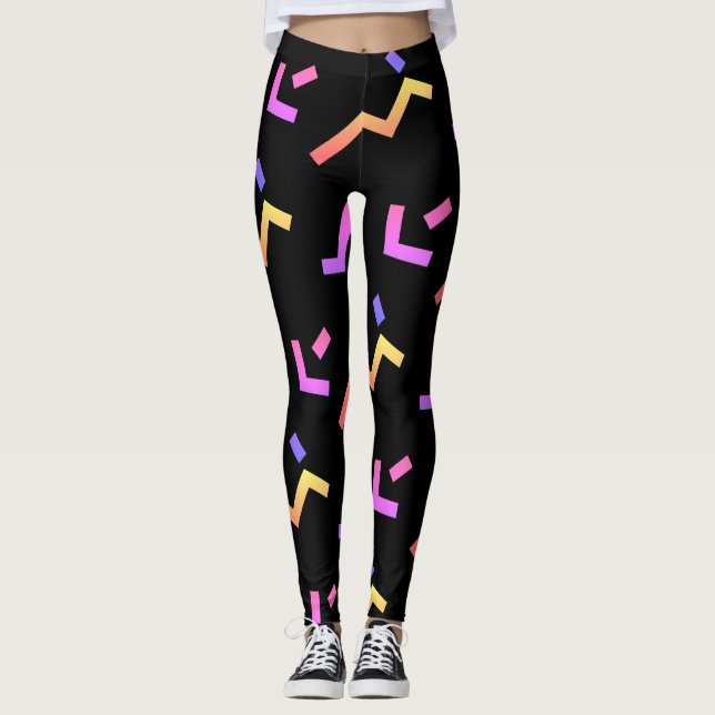 80s style pattern on leggins leggings (Front)