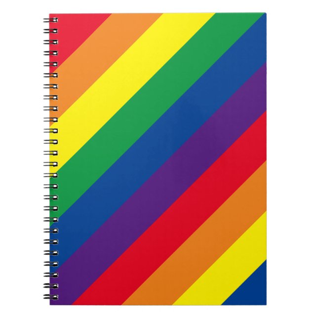 80's Style Rainbow Striped Spiral Notebook (Front)