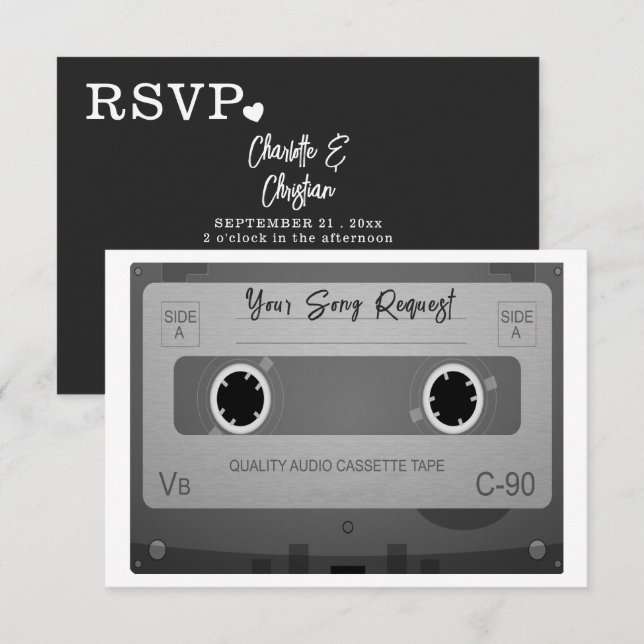 80s Style Retro Music Tape RSVP Invitation (Front/Back)