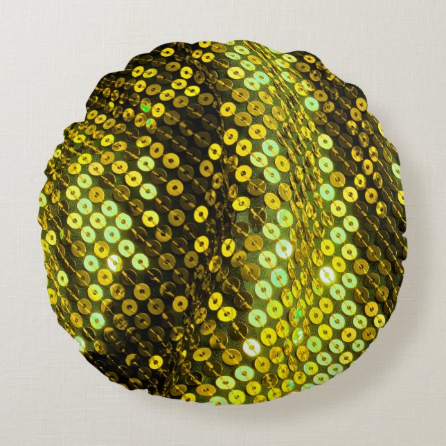 80s style sequined textile closeup. round pillow (Front)