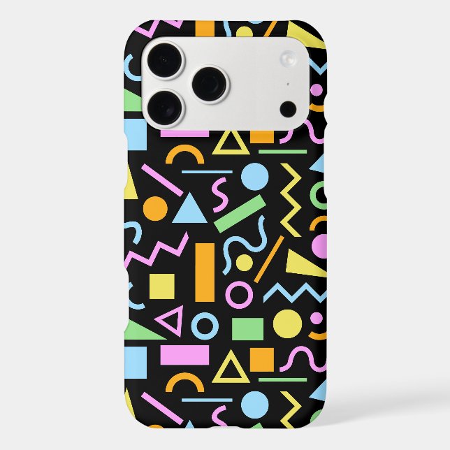 80s Style Shape Pattern Color on Black (Back)