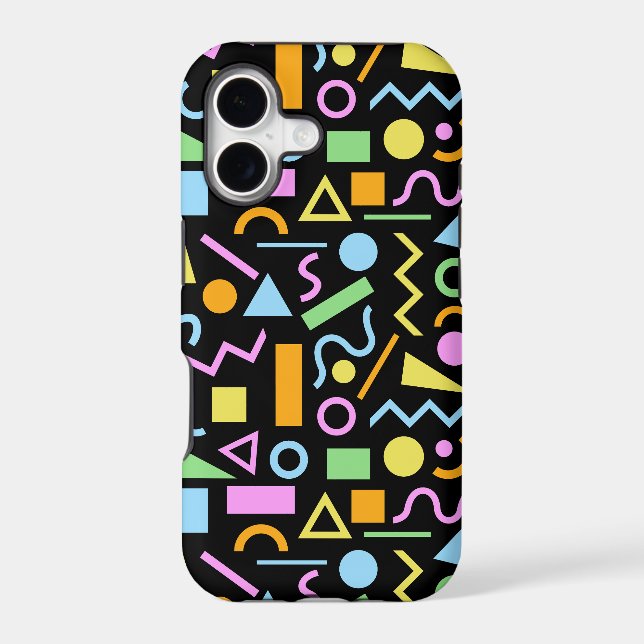 80s Style Shape Pattern Colour on Black (Back)
