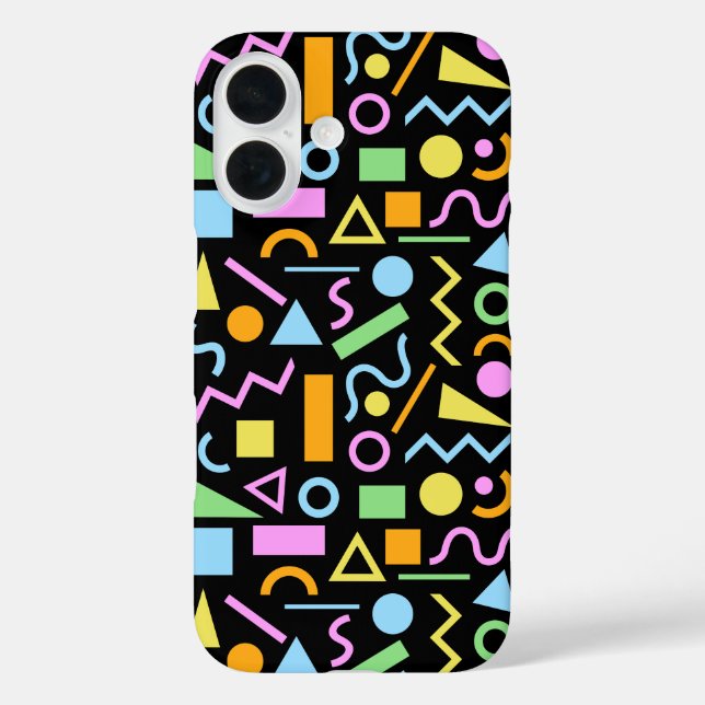 80s Style Shape Pattern Colour on Black Case-Mate iPhone Case (Back)