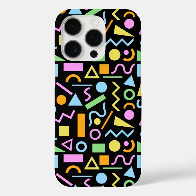 80s Style Shape Pattern Colour on Black Case-Mate iPhone Case (Back)