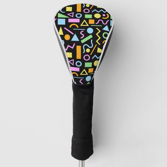 80s Style Shape Pattern Colour on Black Golf Head Cover (Front)