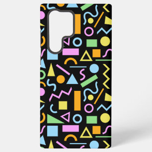 80s Style Shape Pattern Colour on Black Samsung Galaxy Case