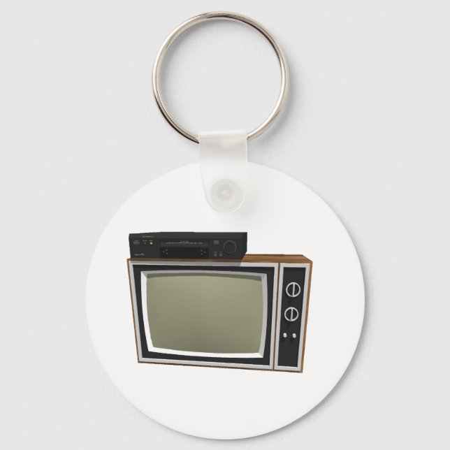 80's Style TV and VCR: 3D Model Keychain (Front)