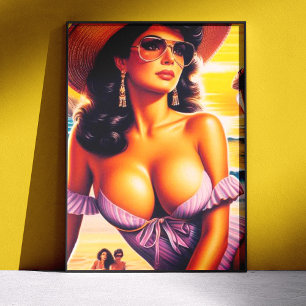 80s Summer Beach Woman Poster