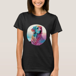 80s Synthwave Golden Retriever with a Retro Aesthe T-Shirt