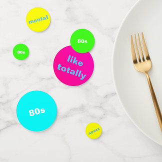 80s table confetti with sayings from the 80s