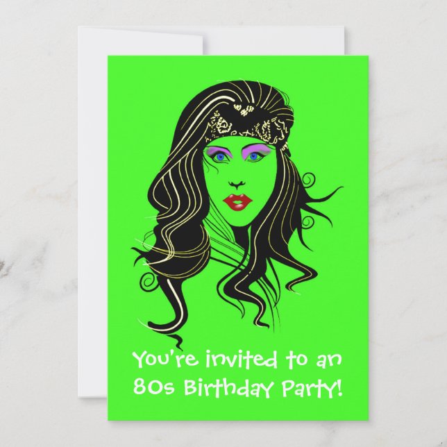 80s themed party invitation 80s retro fluorescent (Front)